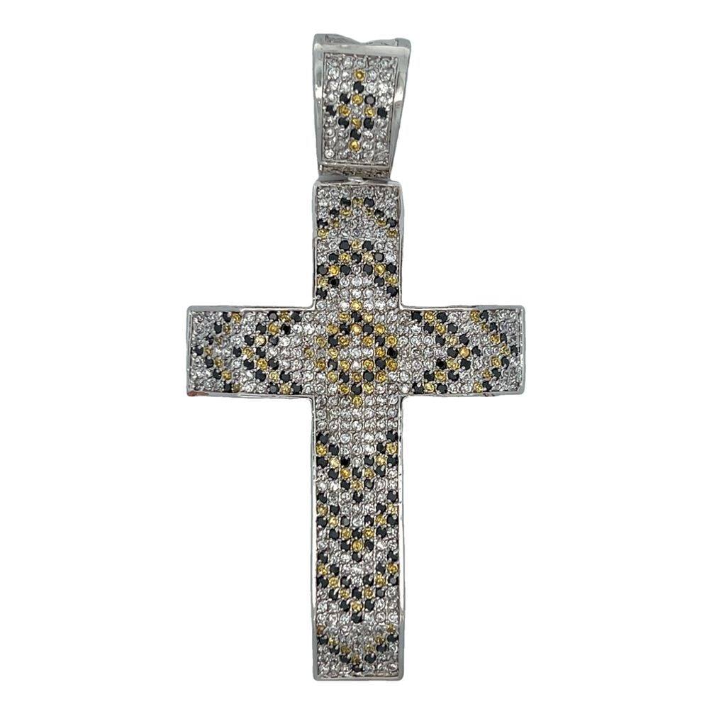 3 Color Arrow Cross CZ Iced Out Pendant
