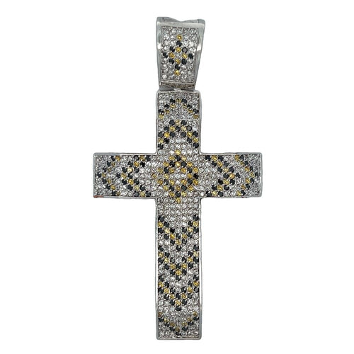 3 Color Arrow Cross CZ Iced Out Pendant