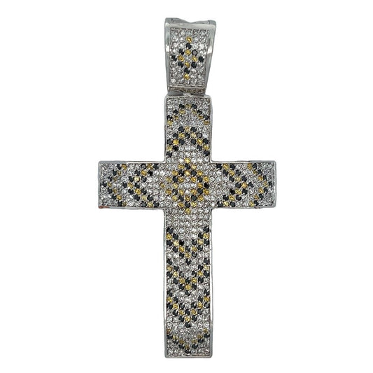 3 Color Arrow Cross CZ Iced Out Pendant
