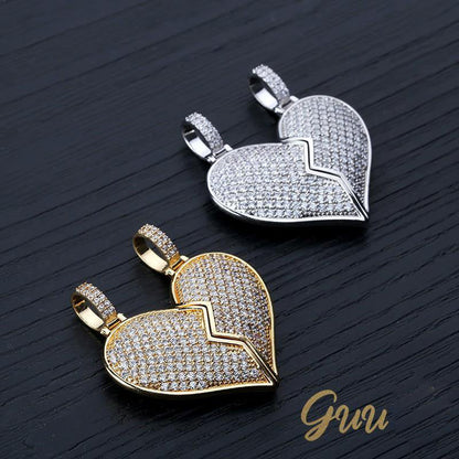 18K Gold-Plated Micro-inlay  AAA CZ  Broken Of Heart Pendant