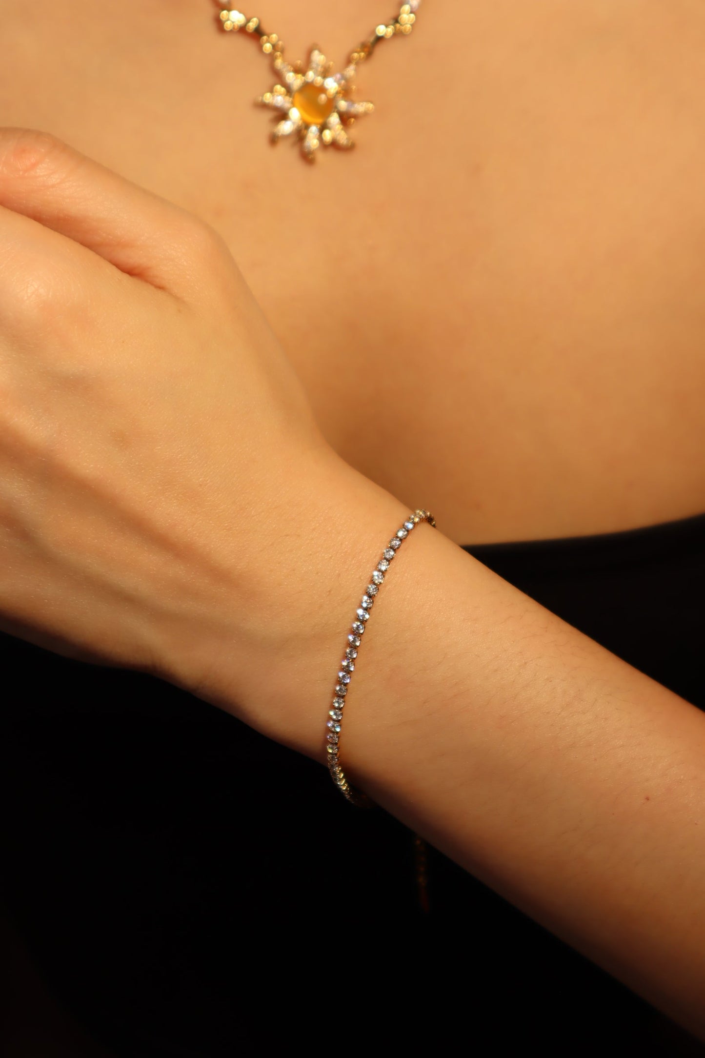 18K Gold Stainless Steel Multi Diamond Tennis Bracelet