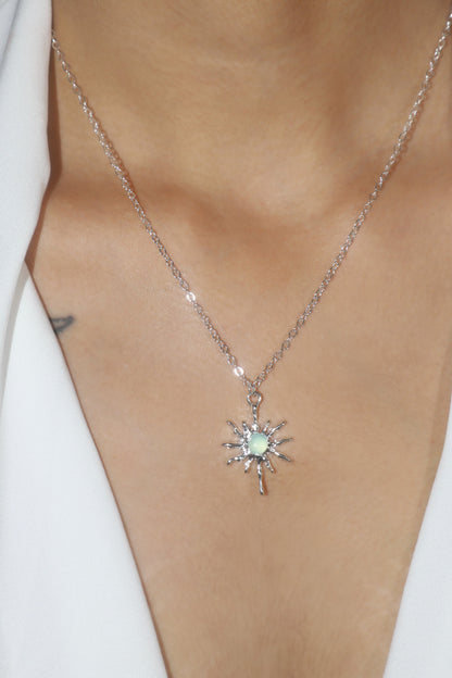 Palladium White Gold Plated Pole Star Wave Layer Necklace