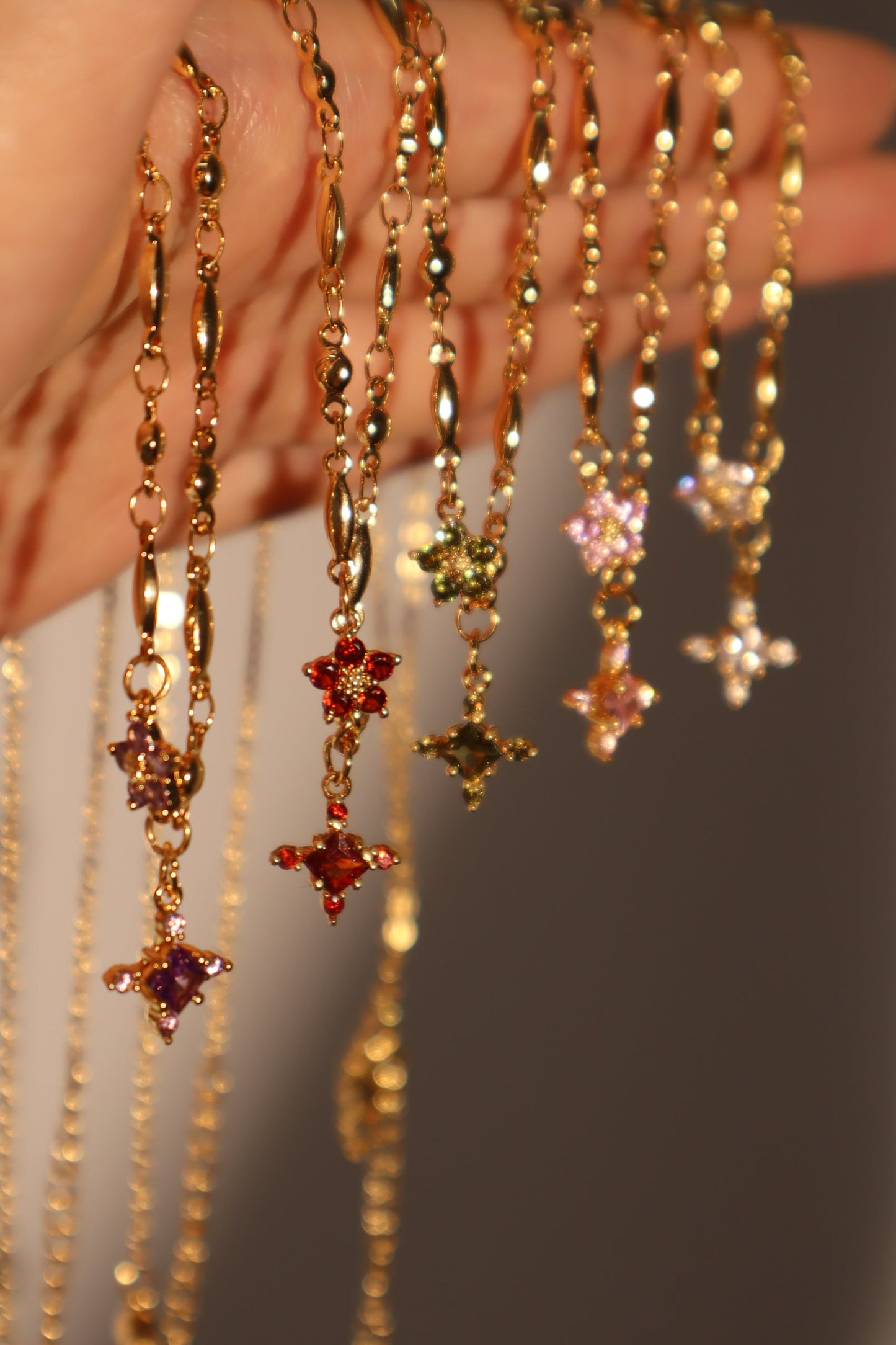 18K Real Gold Plated Peridot Starlight Cross Necklace