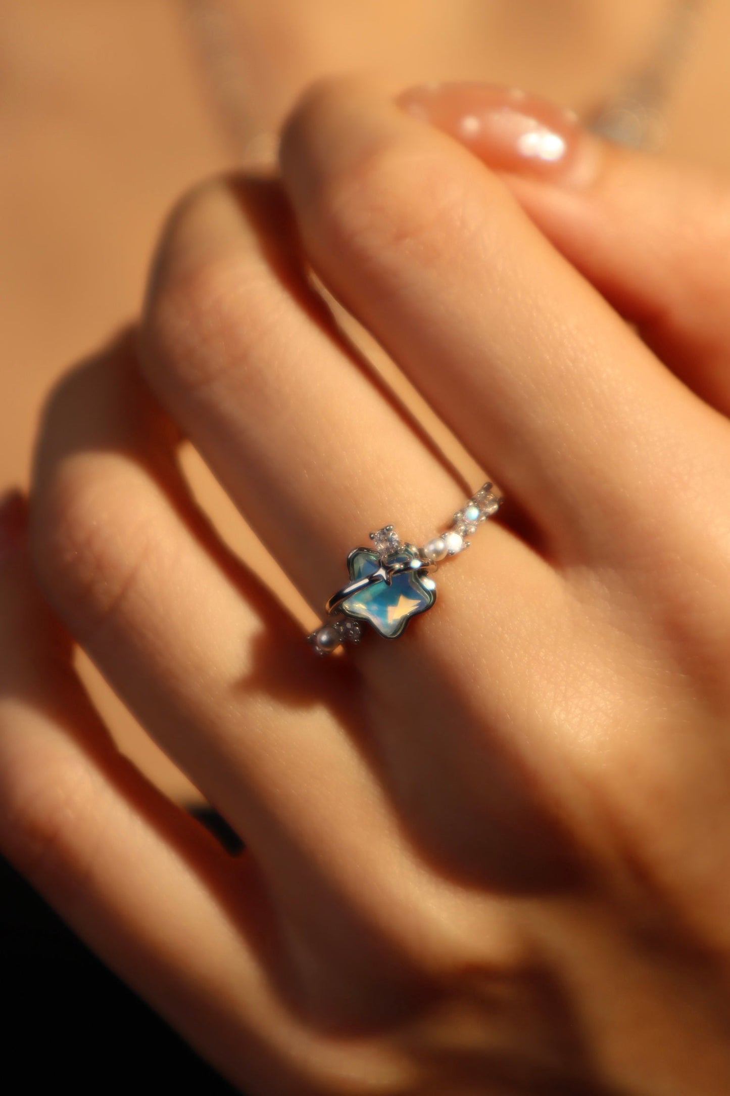 Blue Star Pearl Ring