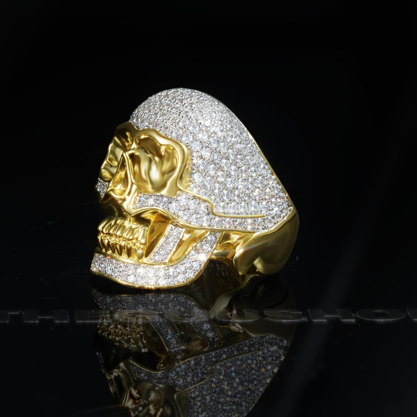 18K Gold-Plated Micro-inlay CZ Human Skeleton Ring