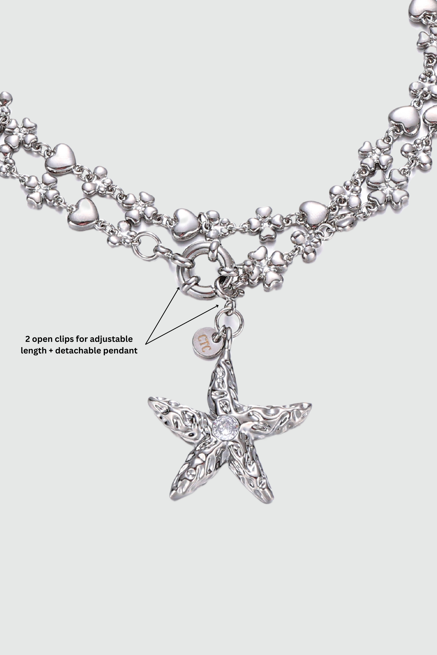 Palladium White Gold Plated Diamond Starfish Necklace
