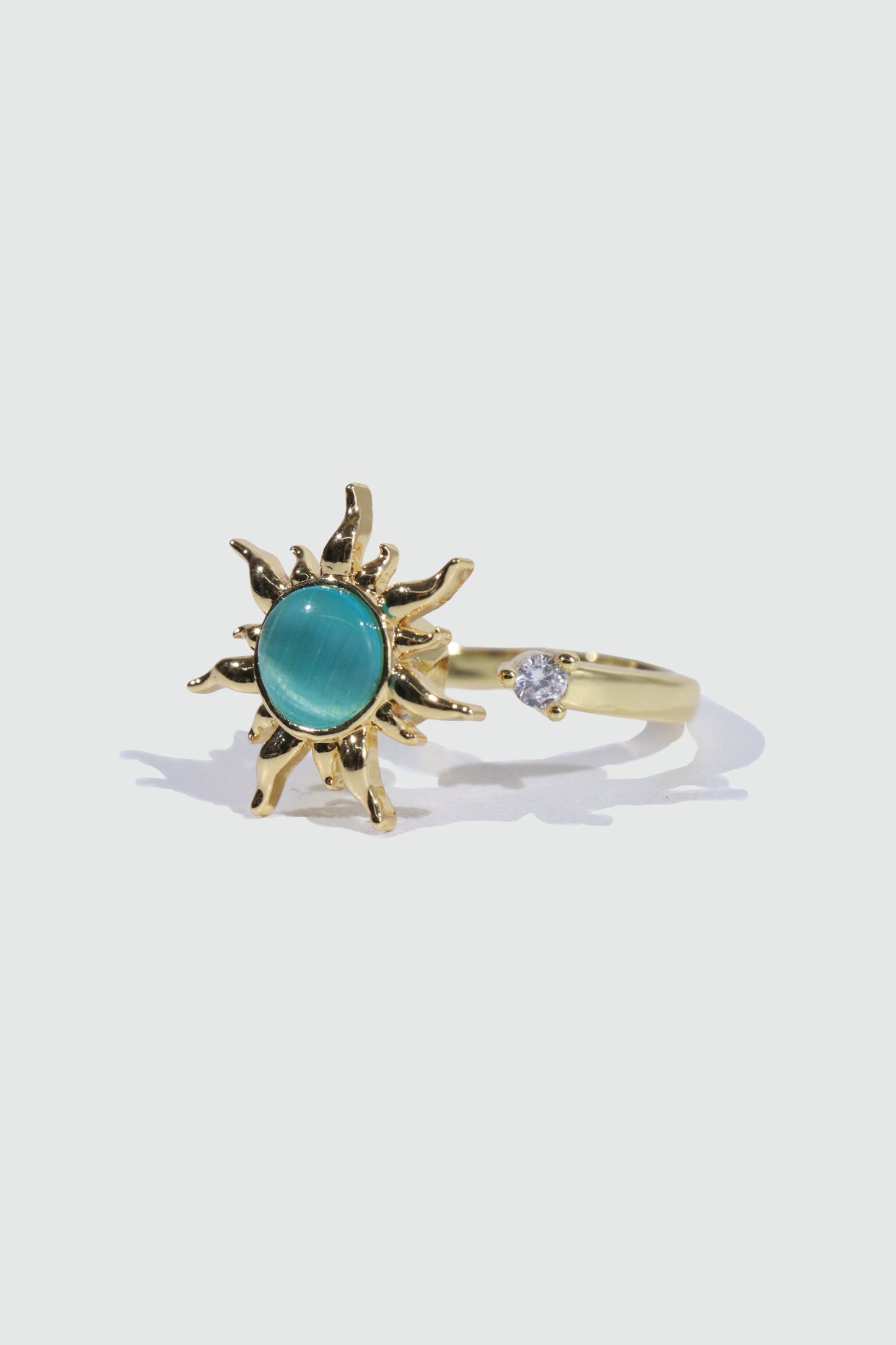 18K Gold Stainless Steel Spinning Blue Opal Ring