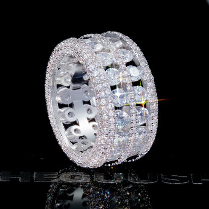 18k Gold-Plated CZ Double Hollow Row Hip Hop Ring