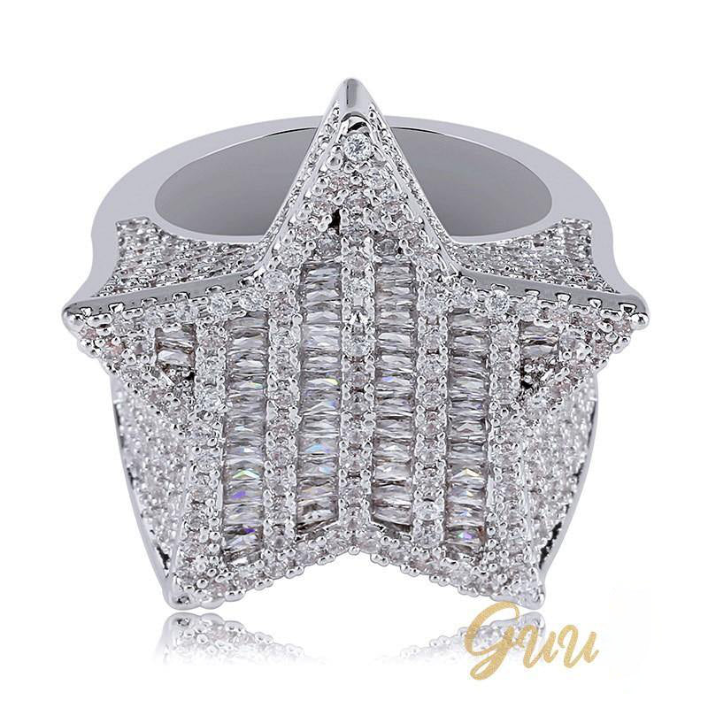 18K Gold-Plated Micro-inlay AAA CZ Pentagram Ring