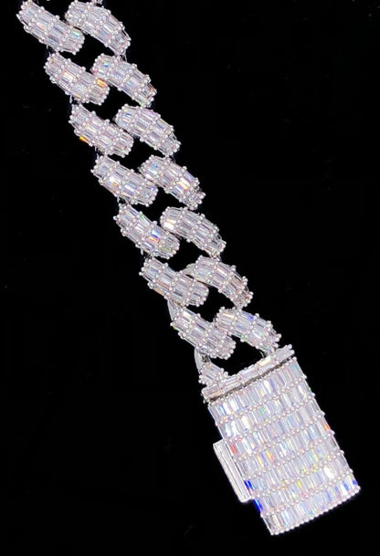 3D Baguette Cuban Link CZ Iced Out Hip Hop Bracelet
