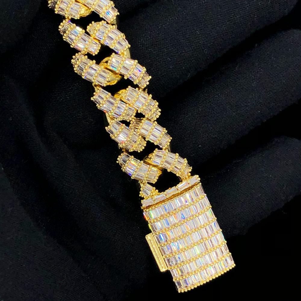 3D Baguette Cuban Link CZ Iced Out Hip Hop Bracelet
