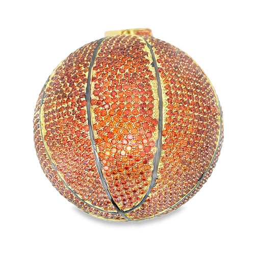 3D Basketball Gold CZ Iced Out Pendant