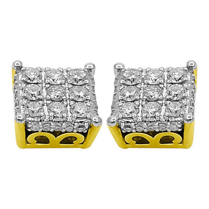 3D Box Diamond Earrings .50cttw 10K Yellow Gold