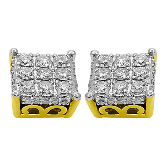 3D Box Diamond Earrings .50cttw 10K Yellow Gold