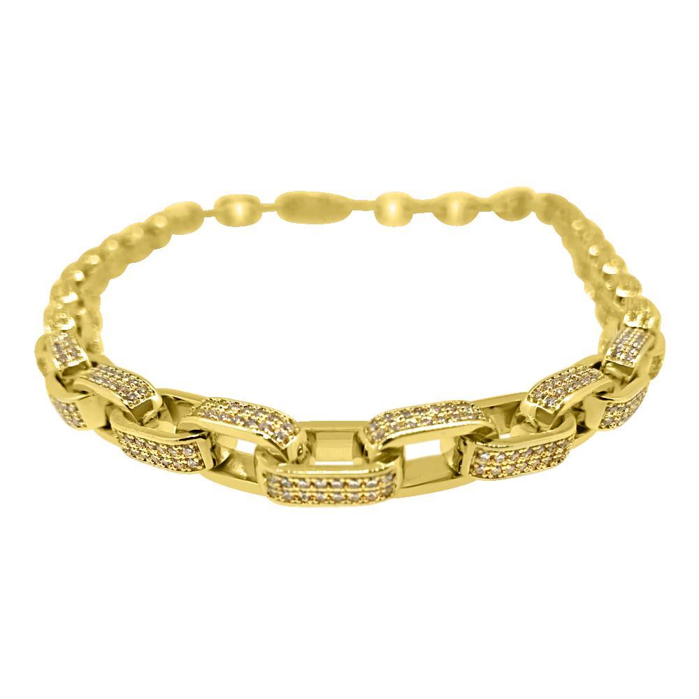3D Box Link Gold Hip Hop CZ Bling Bling Chain