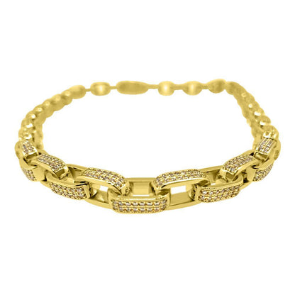 3D Box Link Gold Hip Hop CZ Bling Bling Chain