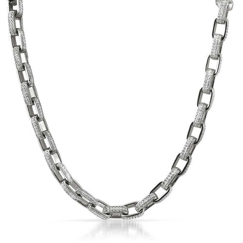 3D Box Link Rhodium Hip Hop CZ Bling Bling Chain