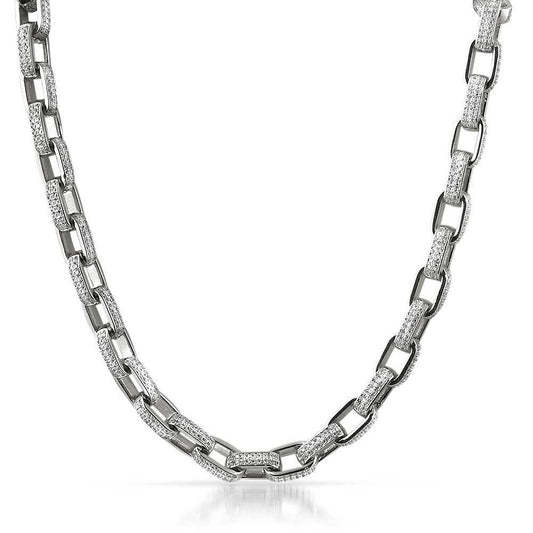 3D Box Link Rhodium Hip Hop CZ Bling Bling Chain