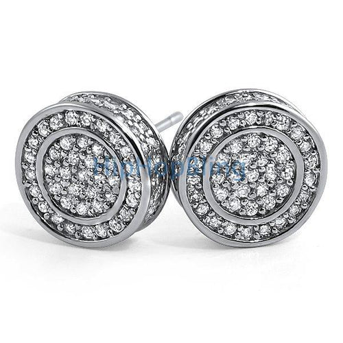 3D Circle Large CZ Iced Out Bling Bling Earrings