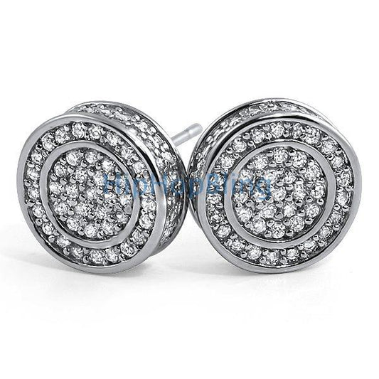 3D Circle Large CZ Iced Out Bling Bling Earrings