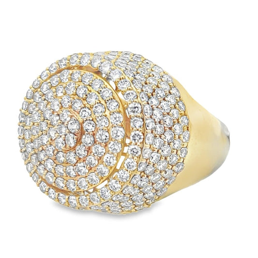 3D Circular Domed Diamond Ring 5.78cttw 10K Yellow Gold