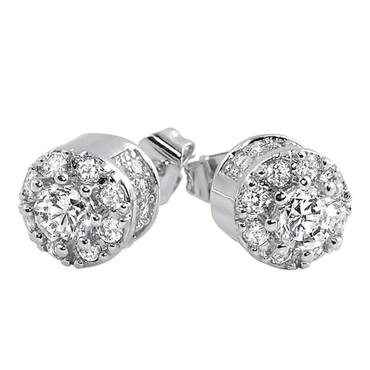 3D Cluster VVS Moissanite Earrings .925 Sterling Silver