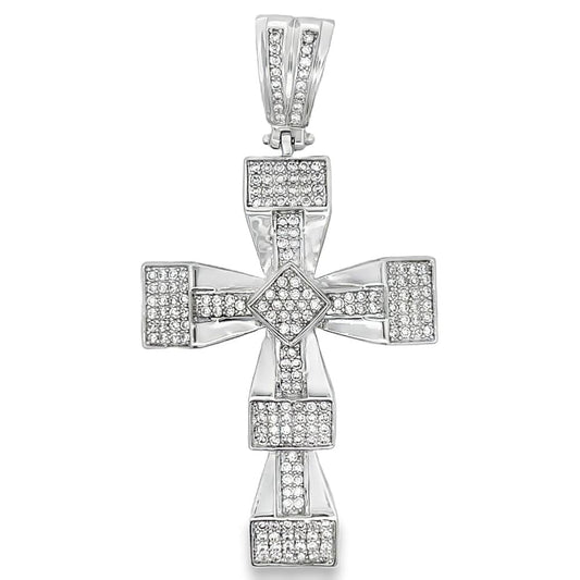 3D Effect Cross CZ Iced Out Pendant