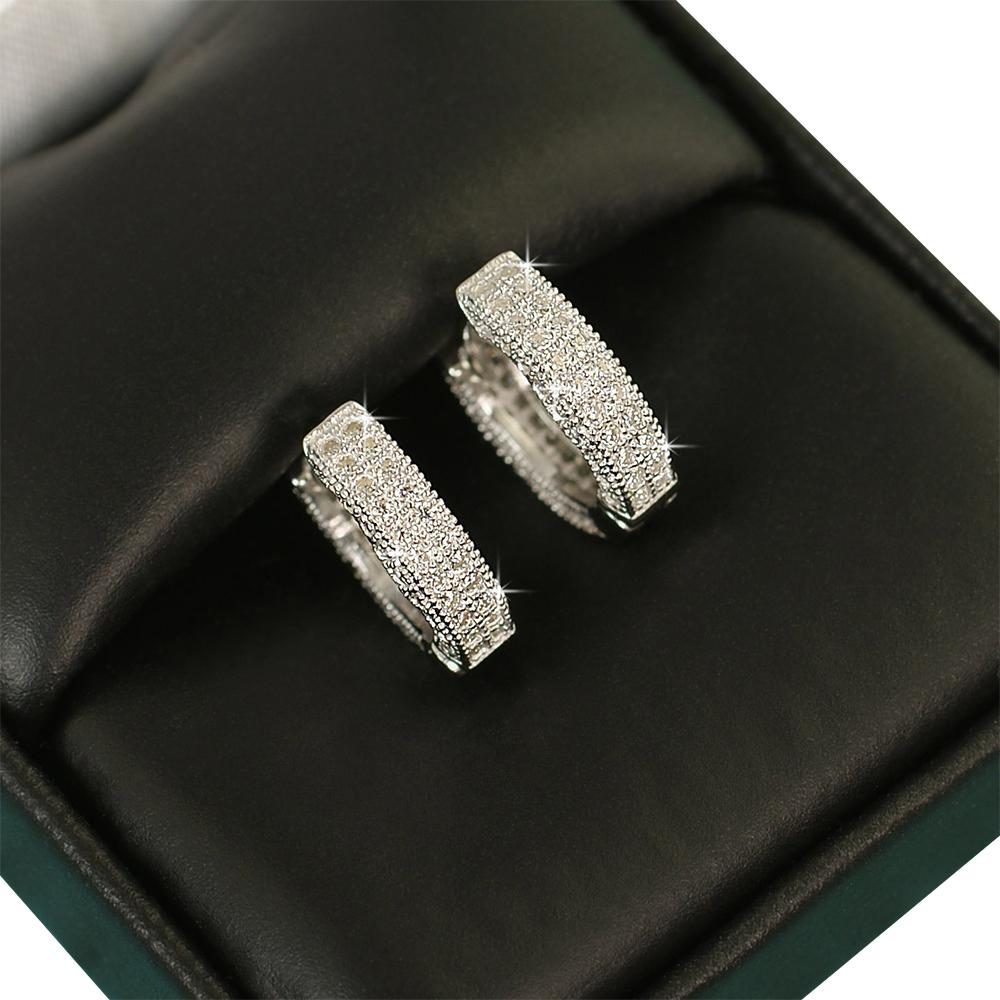 3D Hoop VVS Moissanite Earrings .925 Sterling Silver