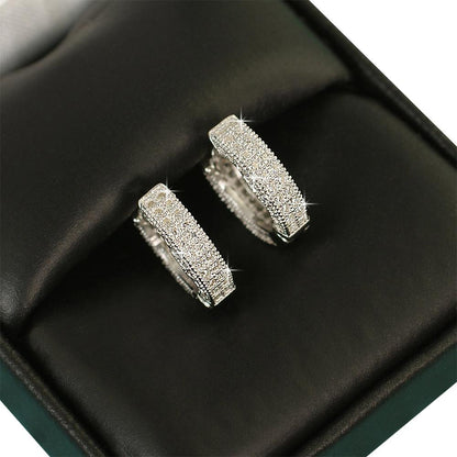 3D Hoop VVS Moissanite Earrings .925 Sterling Silver