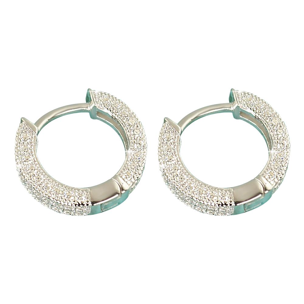 3D Hoop VVS Moissanite Earrings .925 Sterling Silver