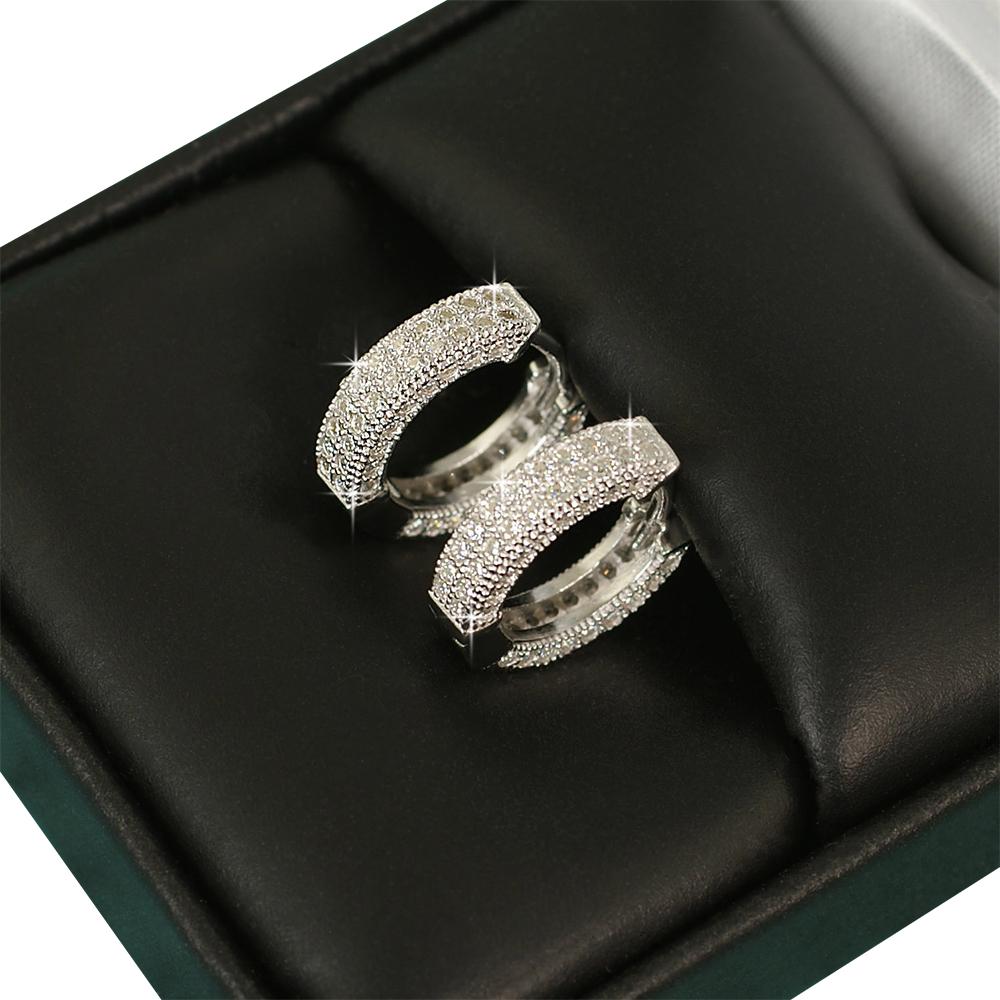 3D Hoop VVS Moissanite Earrings .925 Sterling Silver