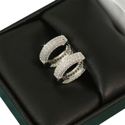 3D Hoop VVS Moissanite Earrings .925 Sterling Silver