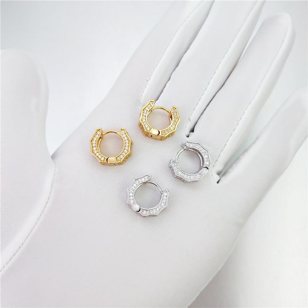 3D Ice Wave CZ Huggie Hoop Iced Out Earrings .925 Silver