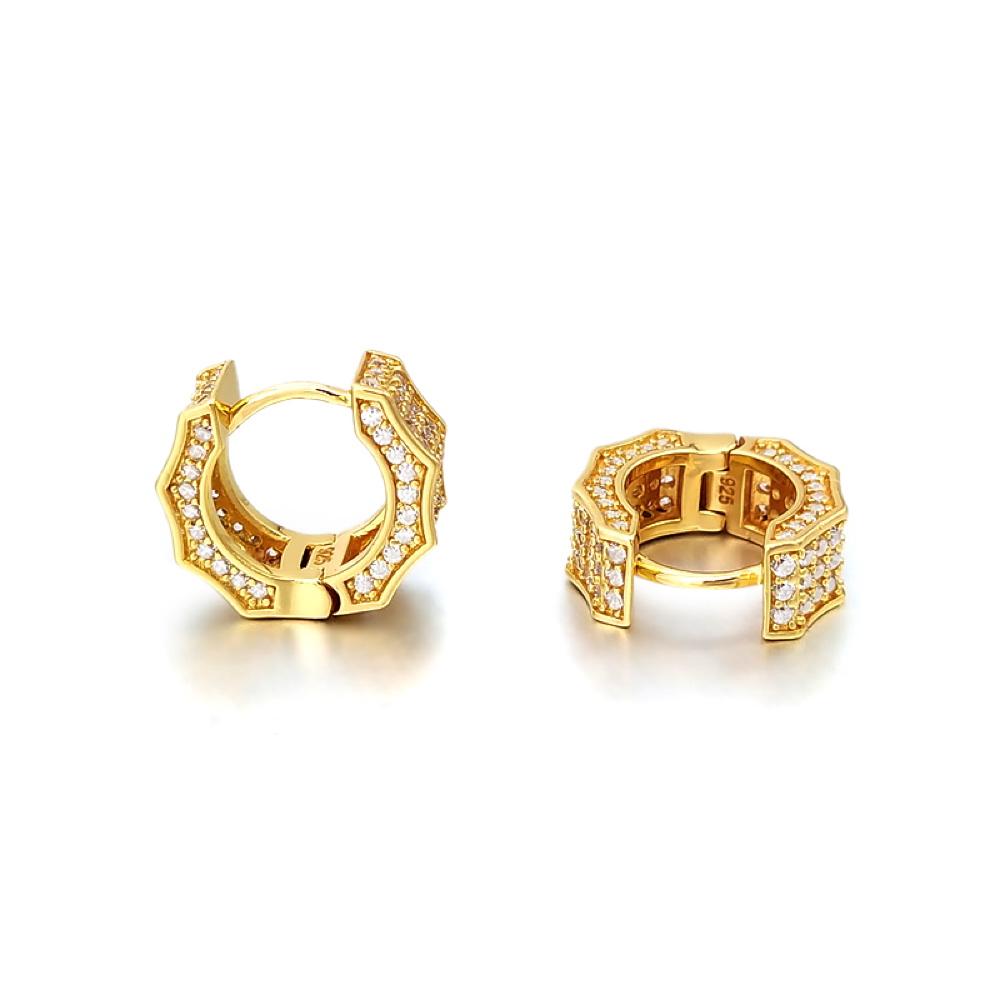 3D Ice Wave CZ Huggie Hoop Iced Out Earrings .925 Silver