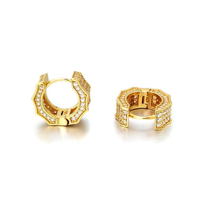 3D Ice Wave CZ Huggie Hoop Iced Out Earrings .925 Silver