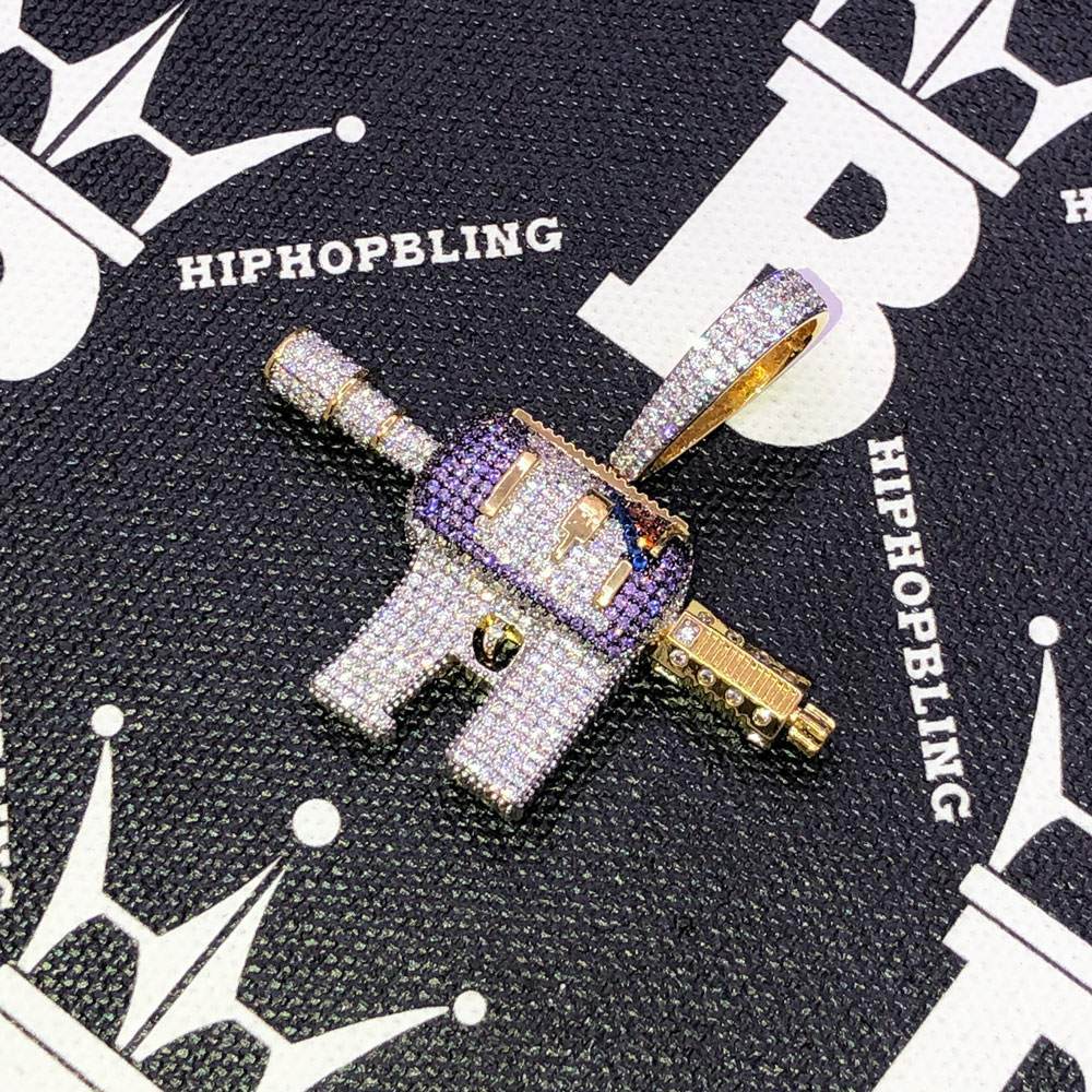 3D Juice Gun CZ Hip Hop Bling Bling Pendant