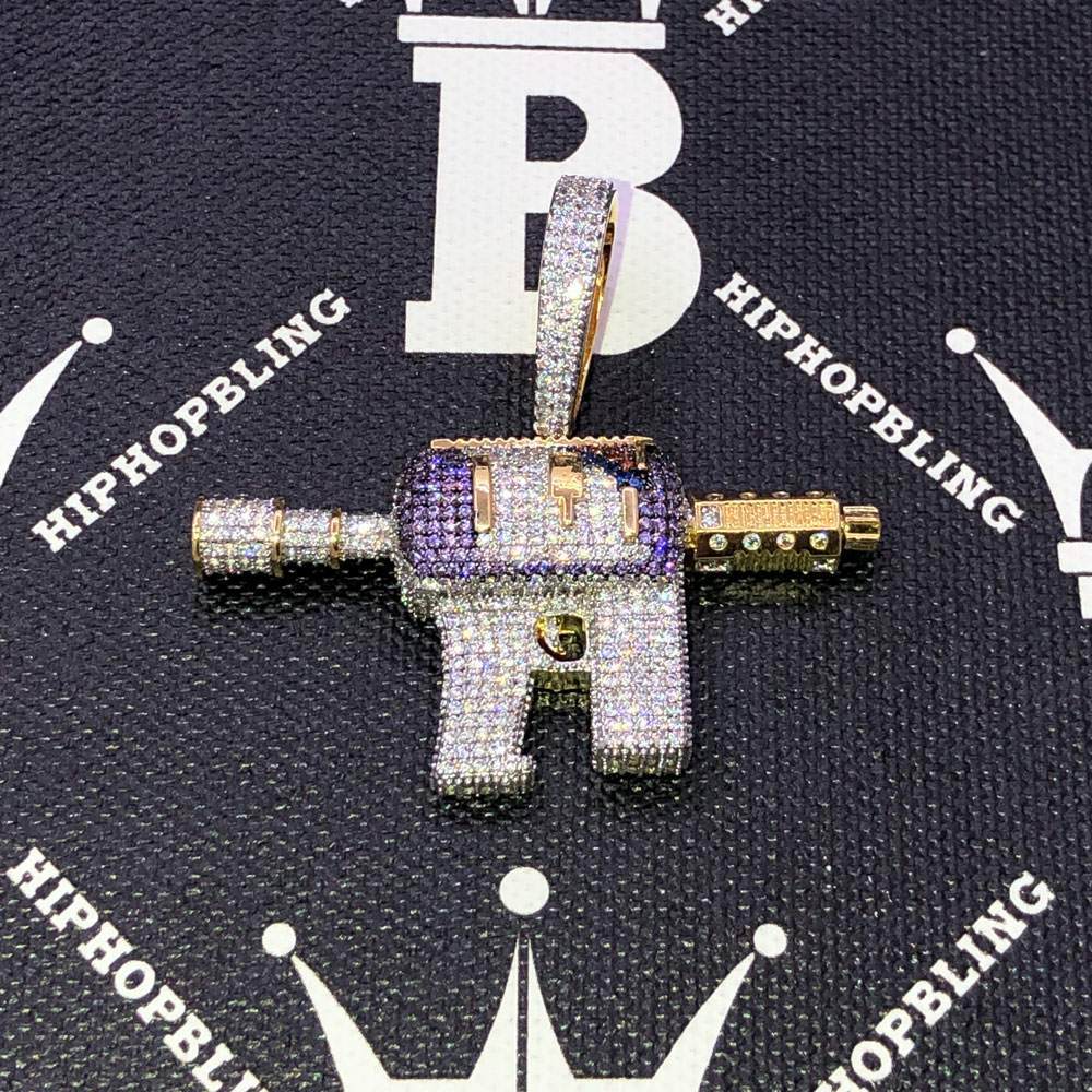 3D Juice Gun CZ Hip Hop Bling Bling Pendant