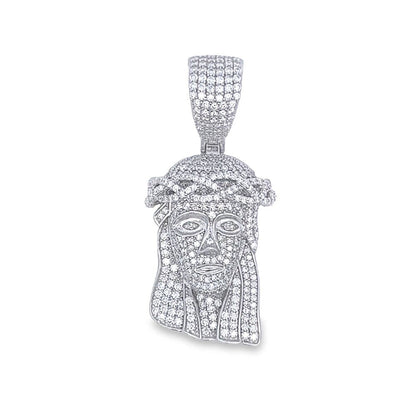 3D Mini Jesus VVS Moissanite Pendant 3.00cttw .925 Sterling Silver