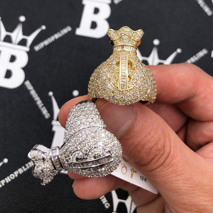 3D Money Bag Baguette Diamond Ring 4.25cttw 10K Gold