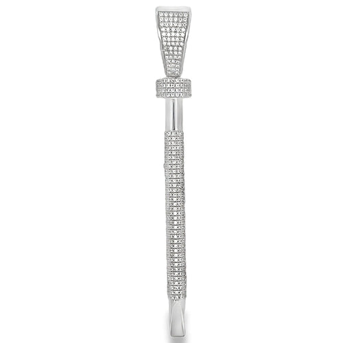 3D Nail Large CZ Pendant .925 Sterling Silver