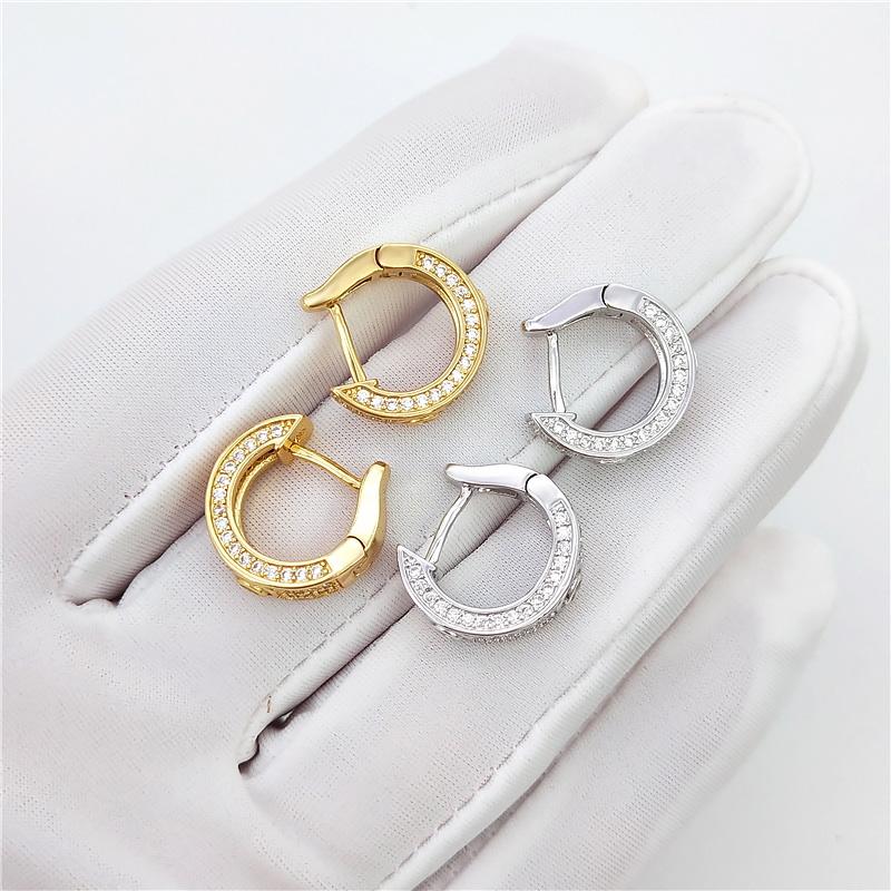 3D Pave Designer Huggie Hoop Iced Out Earrings .925 Silver