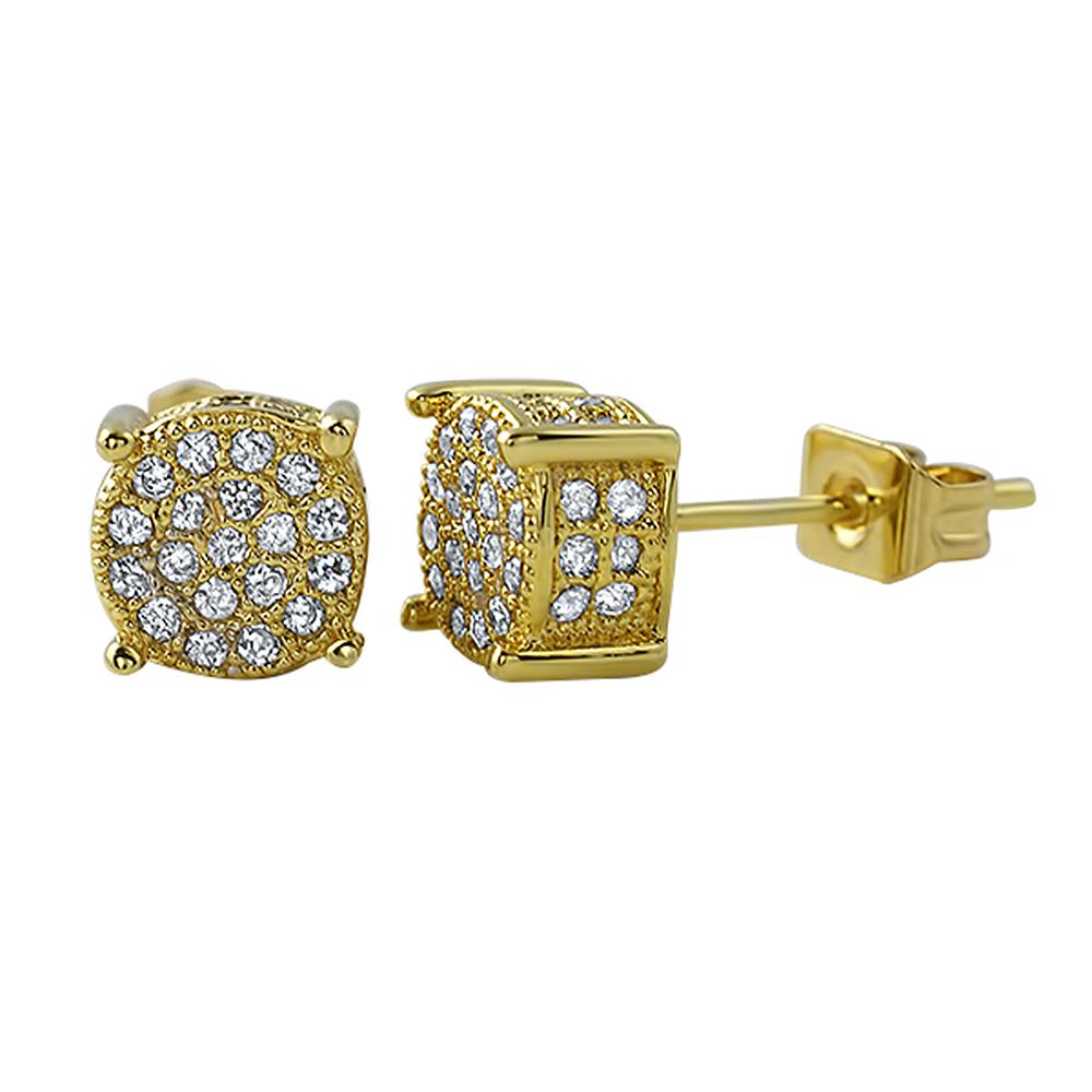 3D Pave Stud VVS Moissanite Earrings .925 Sterling Silver