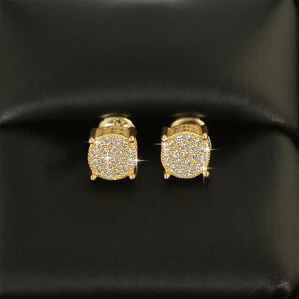 3D Pave Stud VVS Moissanite Earrings .925 Sterling Silver