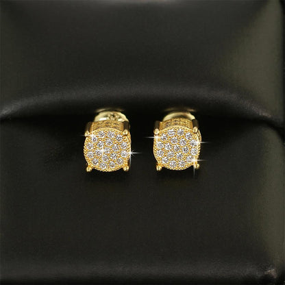 3D Pave Stud VVS Moissanite Earrings .925 Sterling Silver