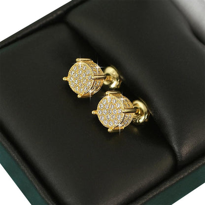 3D Pave Stud VVS Moissanite Earrings .925 Sterling Silver