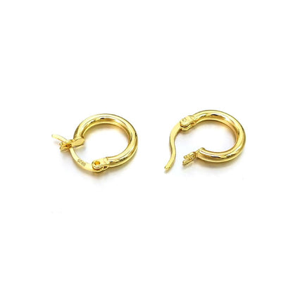 3D Polished Huggie Hoop Earrings .925 Silver (3 Sizes)