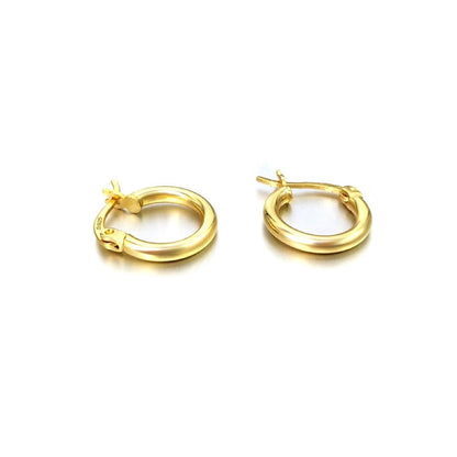 3D Polished Huggie Hoop Earrings .925 Silver (3 Sizes)