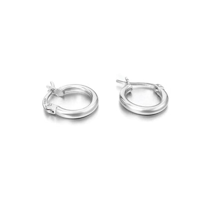 3D Polished Huggie Hoop Earrings .925 Silver (3 Sizes)