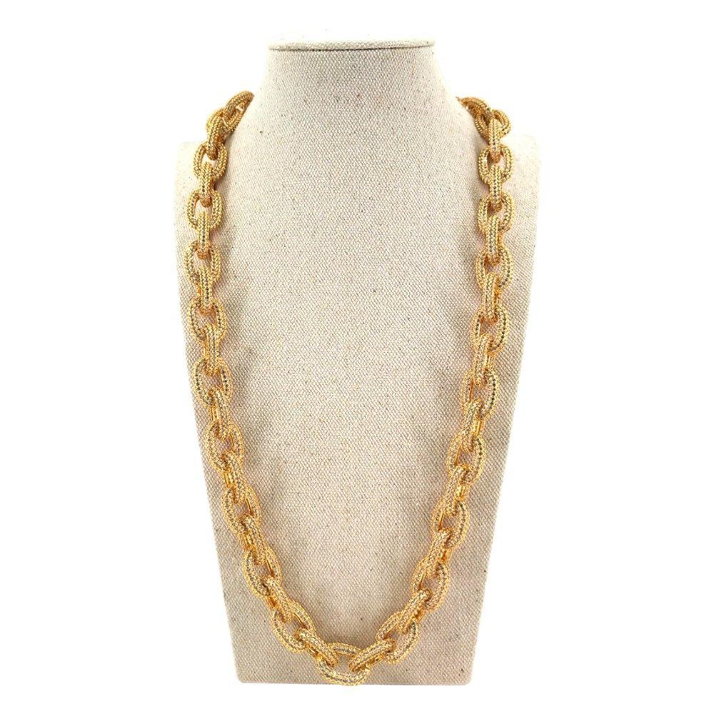 3D Rolo Chain Link Gold Bling Bling Necklace