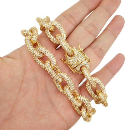 3D Rolo Chain Link Gold Bling Bling Necklace